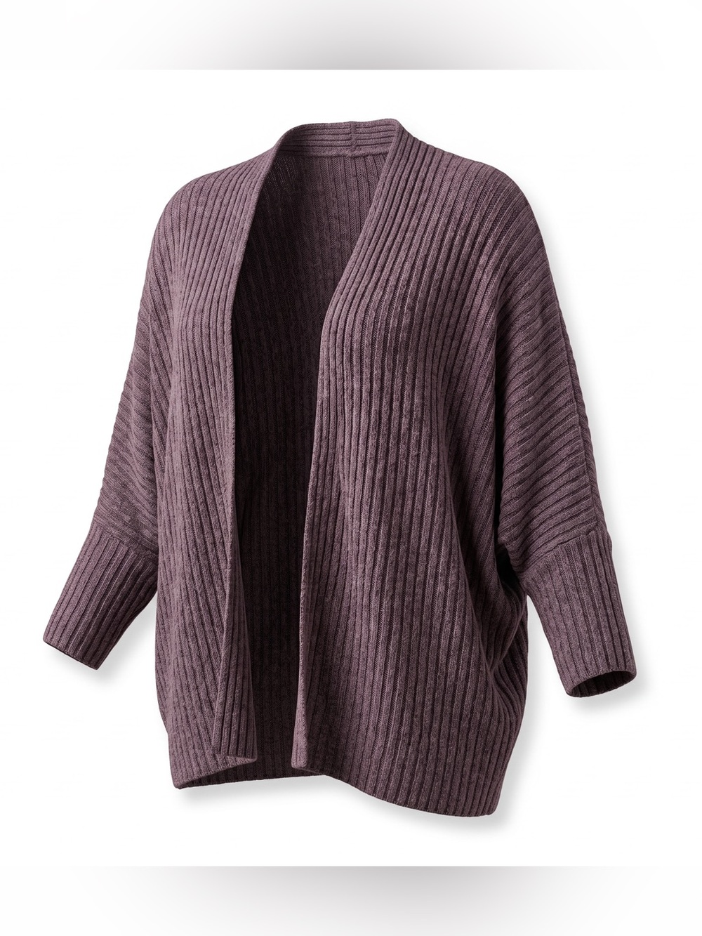 Barefoot Dreams Open-Front Ribbed Cardigan - Plum